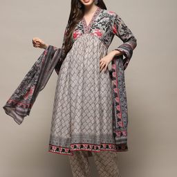 Biba Ethnic Motifs Printed Beads & Stones Pure Cotton A-Line Kurta & Trouser With Dupatta-picture-38