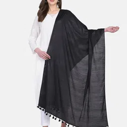 THE WEAVE TRAVELLER Black Art Silk Dupatta-image-51
