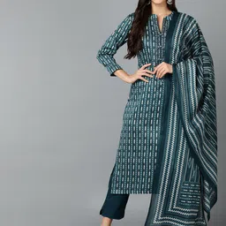 KALINI Ethnic Motifs Printed Kurta & Trousers With Dupatta-picture-35