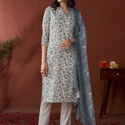 Anouk Floral Printed Regular Kurta with Trousers & Dupatta-picture-18
