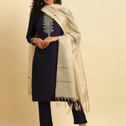 W Ethnic Motifs Yoke Design Kurta & Trousers With Dupatta image 1