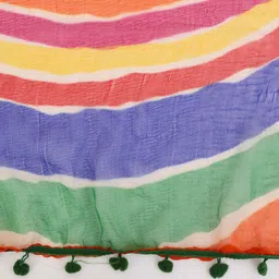 WEAVERS VILLA Blue & Red Striped Leheriya Dupatta image 5