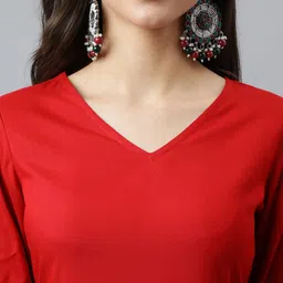 DEEBACO Women Maroon Kurta with Trousers & With Dupatta image 2