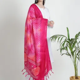 LOOM LEGACY Ethnic Motifs Printed Art Silk Dupatta image 4