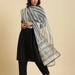 W Off Striped Kota Dupatta image 4