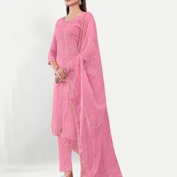 TAVAS Ethnic Motifs Embroidered Sequinned Unstitched Dress Material image 5