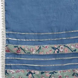 KALINI Women Grey & Blue Ethnic Motifs Printed Kurta With Dupatta image 3