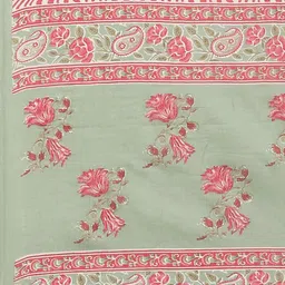 Yuris Women Green & Pink Pure Cotton Printed Kurta with Palazzos & Dupatta image 3