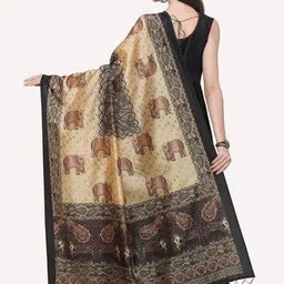 Kaizen TEXO FAB Black & Brown Ethnic Motifs Printed Dupatta image 4