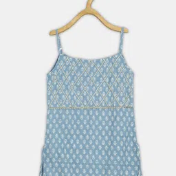 Ka-mee Girls Blue Ethnic Motifs Printed Pure Cotton Kurti with Palazzos & Dupatta image 3