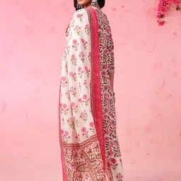 Anouk Women Floral Printed Regular Pure Cotton Kurta with Trousers & With Dupatta image 5