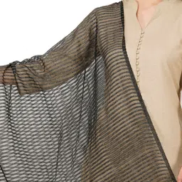 Rhe-Ana Black Striped Art Silk Dupatta image 5