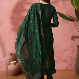 Sangria Floral Embroidered Straight Kurta With Trouser And Dupatta image 2