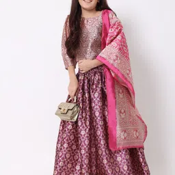 Readiprint Fashions Girls Woven Design Ready to Wear Lehenga & Blouse With Dupatta image 3