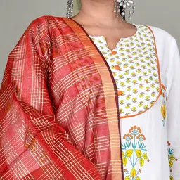 Kesarya Checked Organza Dupatta with Zari image 5