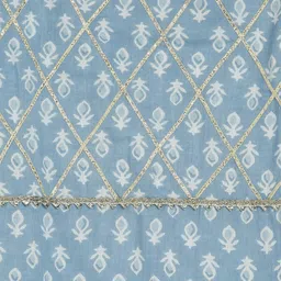 Ka-mee Girls Blue Ethnic Motifs Printed Pure Cotton Kurti with Palazzos & Dupatta image 5