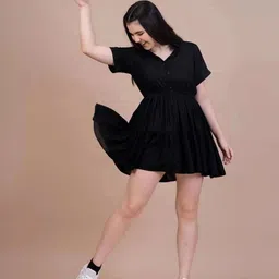 neha fashions Women Layered Black Mini/Short Dress-picture-12