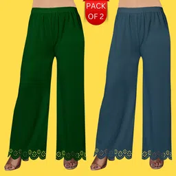 kiran impex Pack of 2 Women Straight Fit Multicolor Lycra Blend Trousers-picture-37