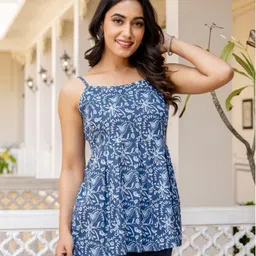 Women Floral Print Cotton Blend Flared Kurta-image-55