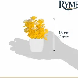ryme Set Of 2 Small Artificial flowers With Pot/Vase Yellow Wild Flower Artificial Flower with Pot image 2