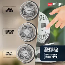 Impex Rechargeable Clip Fan with 4" Sweep, BLDC Motor, 2800 RPM, 2000mAh, 3 Speed CF4 USB Fan image 3