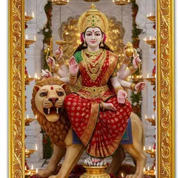 shotiva Maa Durga Golden Frame Photo | Divine Pooja Wall Decor Size 8X12 Religious Frame image 1