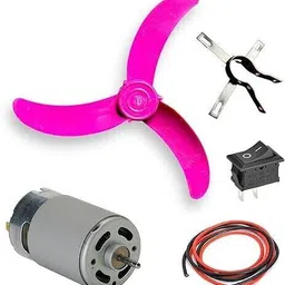opulentsd INOS_555 DC Motor, 9 inch Fan Blade,1 mtr Copper Wire, Switch and clamp Electronic Components Electronic Hobby Kit image 1