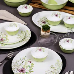 servewell Pack of 31 Melamin Dinner Set Twin Urmi - Wisp P Green Dinner Set image 5