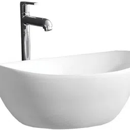 bherunath Table Top Wash Basin For Bathroom | Counter Top Wash Basin For Living Room | Ceramic Crystal White Counter Top Wash Basin Table Top Wash Basin (Dimension 16 X 13 Inch ) Glossy Finish/Table Top Sink/Super White Color Counter Top image 2