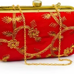 vyom aura Party Red Clutch image 1