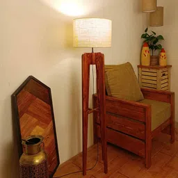symplify Jet Wooden Floor Lamp with Jute Shade & Brown Base image 3
