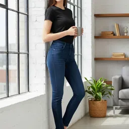 hmagarment Women Skinny Mid Rise Blue Jeans image 4
