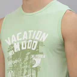 rigo Men Printed Round Neck Sleeveless Sage Green Vest Men Vest image 3