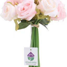 homeverse Artificial Rose Fake Silk Plants Wedding Valentines Anniversary Christmas - White, Pink Rose Artificial Flower-picture-18