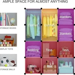 zivety 12-Shelf 12 Door almirah of clothes, cupboard clothes , wardrobe plastic almirah PP Collapsible Wardrobe image 4