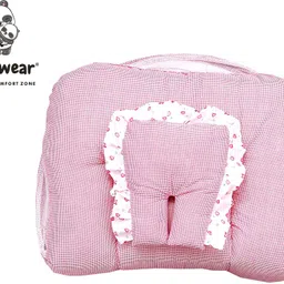 buli-wear Polyester Infants Washable Buli Wear Super Soft , Cotton Baby Mattress with Net - Bedding Set (0-6 Months ,Pink Dil) Mosquito Net image 4