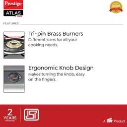 prestige Atlas Duo 03 Glass Manual Gas Stove image 4