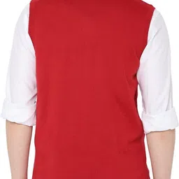 allen solly Men Self Design V Neck Red Sweater image 3