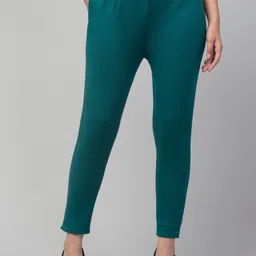 crown king garments Women Regular Fit Green Wool Trousers-picture-14