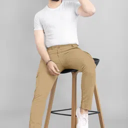 combraided Men Self Design Brown Track Pants image 5