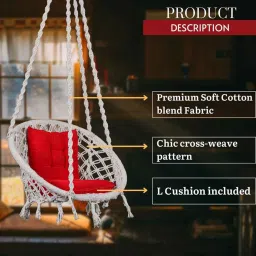 swingzy Round L shape Fabric Swing in White & Red Colour image 4