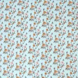 Microfiber Floral Single Bedsheet with 1 Pillow Cover - Sky Blue, 155x228 CM-image-1