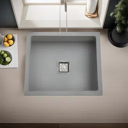 sumra g Quartz Single Bowl Phantom Granite Sink for Kitchen And Pvc Waste Pipe-Flushmount/Undermount (16 x 18 x 9) Vessel Sink image 4