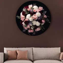 the artment Musical Professional Pink Canvas Framed Floral Wall Plates-picture-11