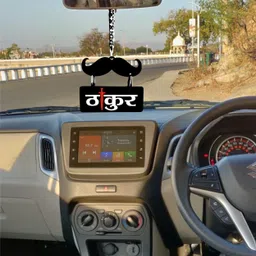 ridivansh creations 3D Acrylic Car Hanging THAKUR in Hindi Both Side Car Hanging Ornament image 2