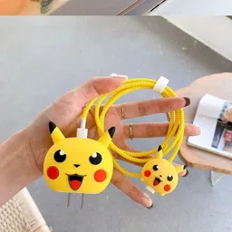YSTIFYRA Charger Cover for Samsung 25W Type C Adapter 360 Full Protection Cute Pikachu Cable Protector image 3