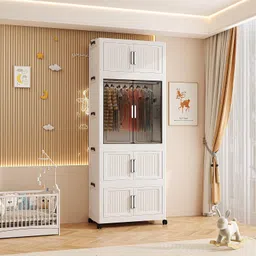 zivety 4-Shelf almirah of clothes, cupboard clothes , plastic almirah, wardrobe plastic PP Collapsible Wardrobe-picture-12