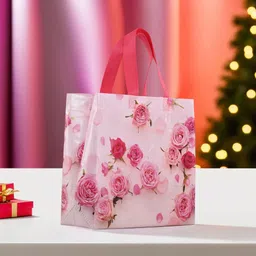 heart home PVC Gulab Bags for Lunch-Grocery-Shopping|Pack of 6|Pink Pack of 6 Grocery Bags image 2