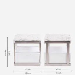 durian Winter Side Table In White Finish image 2
