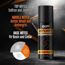 beardo Sport Energy Deodorant Body Spray | Long Lasting Deo | Perfume Body Spray - For Men image 3